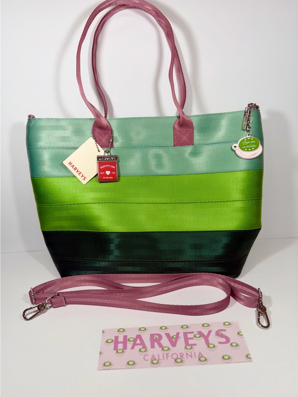NWT Harveys Seatbelt Bag Love Me So Matcha Medium Streamline Tote MST Green